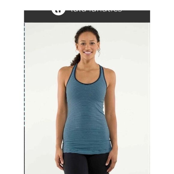 Lululemon Os Tank Blue Navy Striped Top Shirt Womens Sleeveless Athletic Gym - Picture 4 of 16